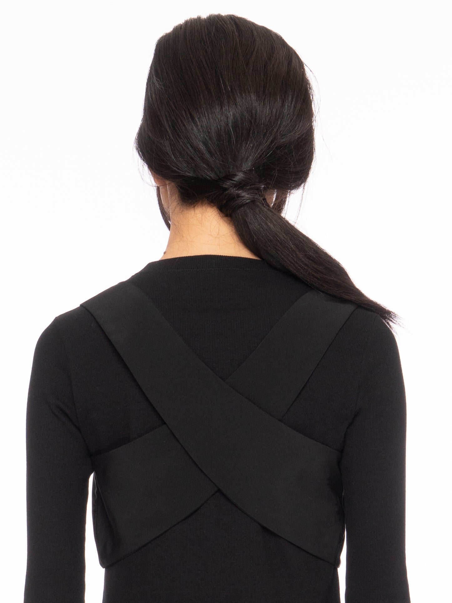 rosin studios black silky satin crop tank top