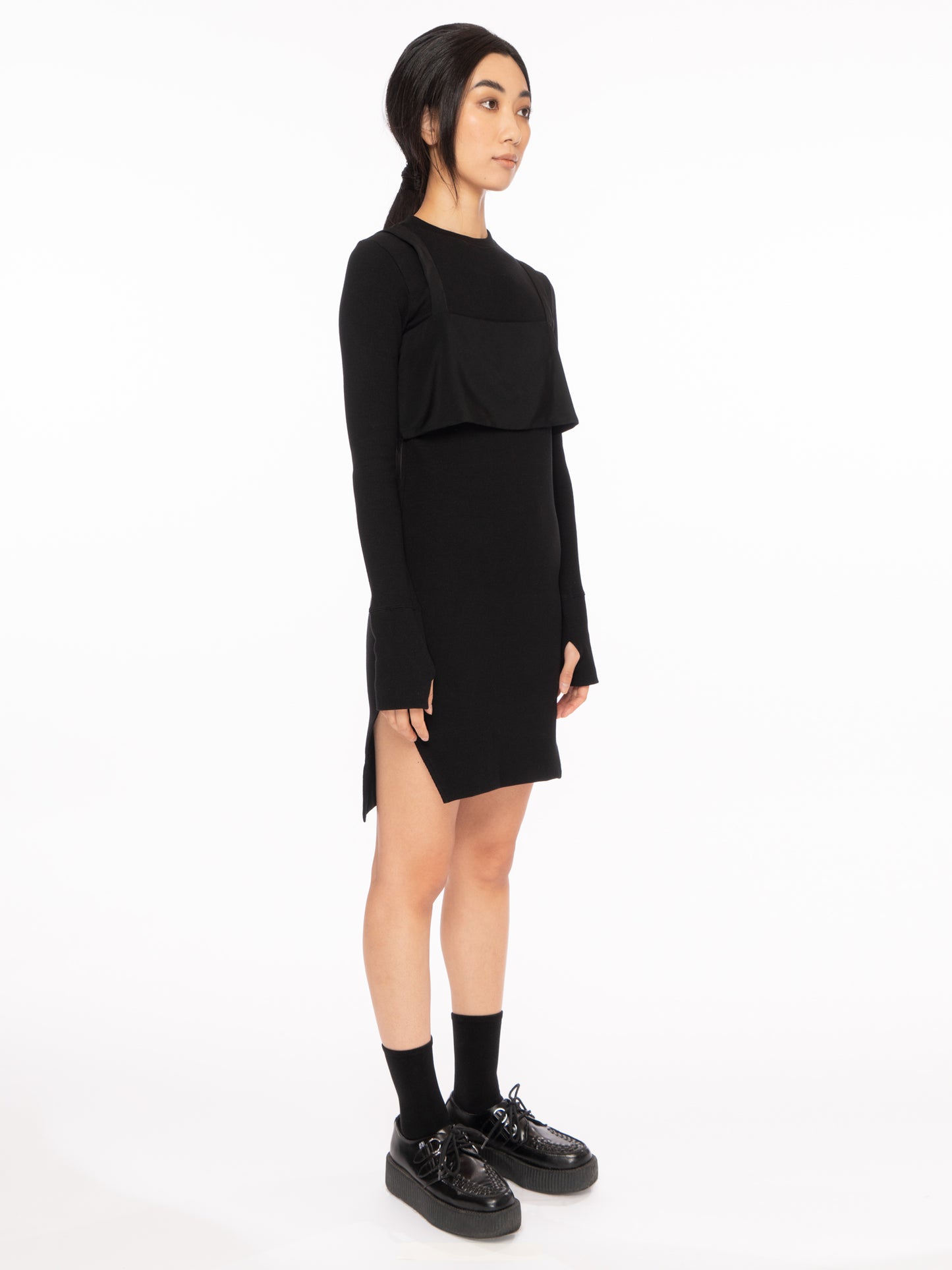rosin studios black silky satin crop tank top