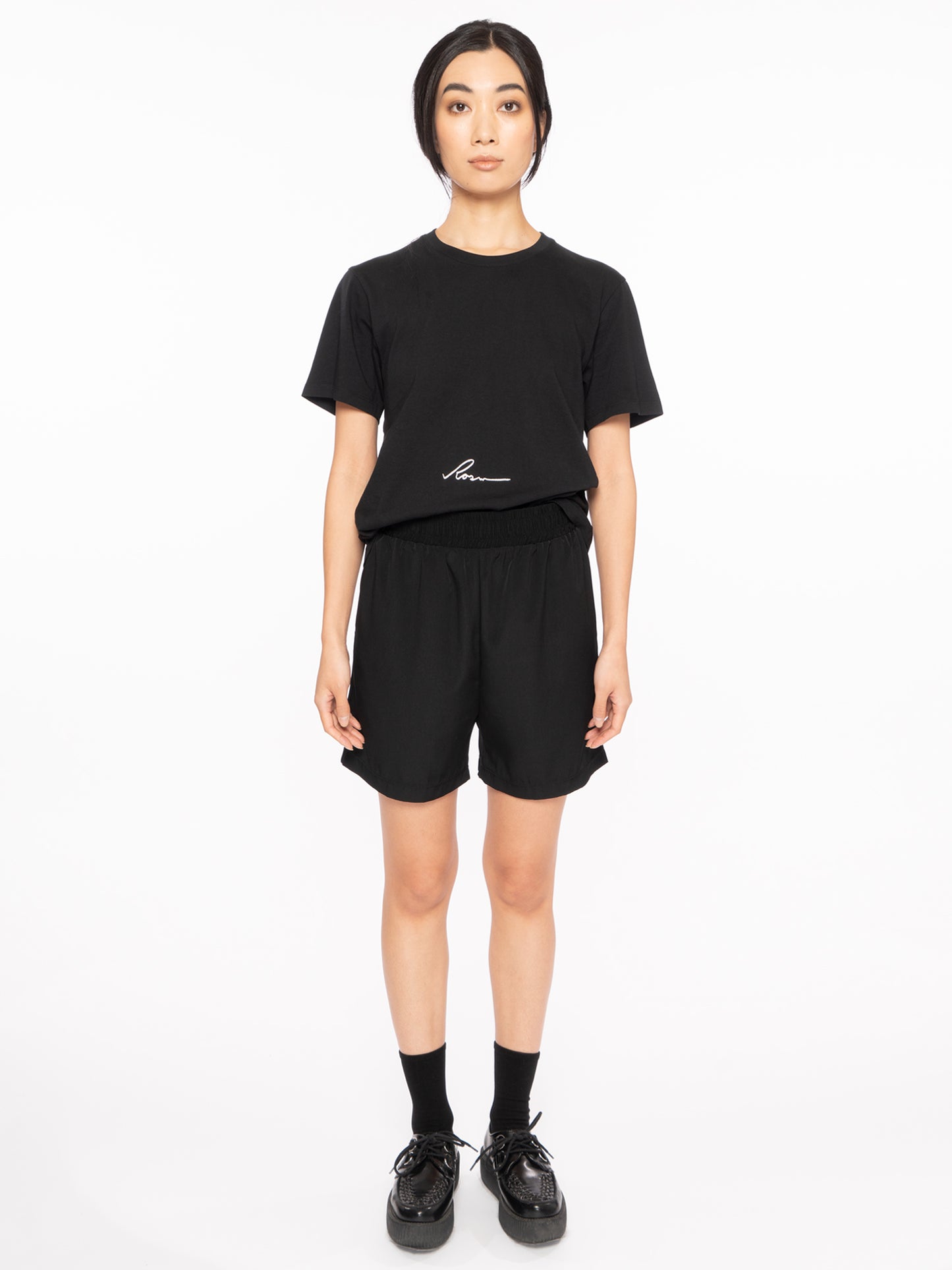 rosin studios black silky satin basketball short elastic waistband pockets