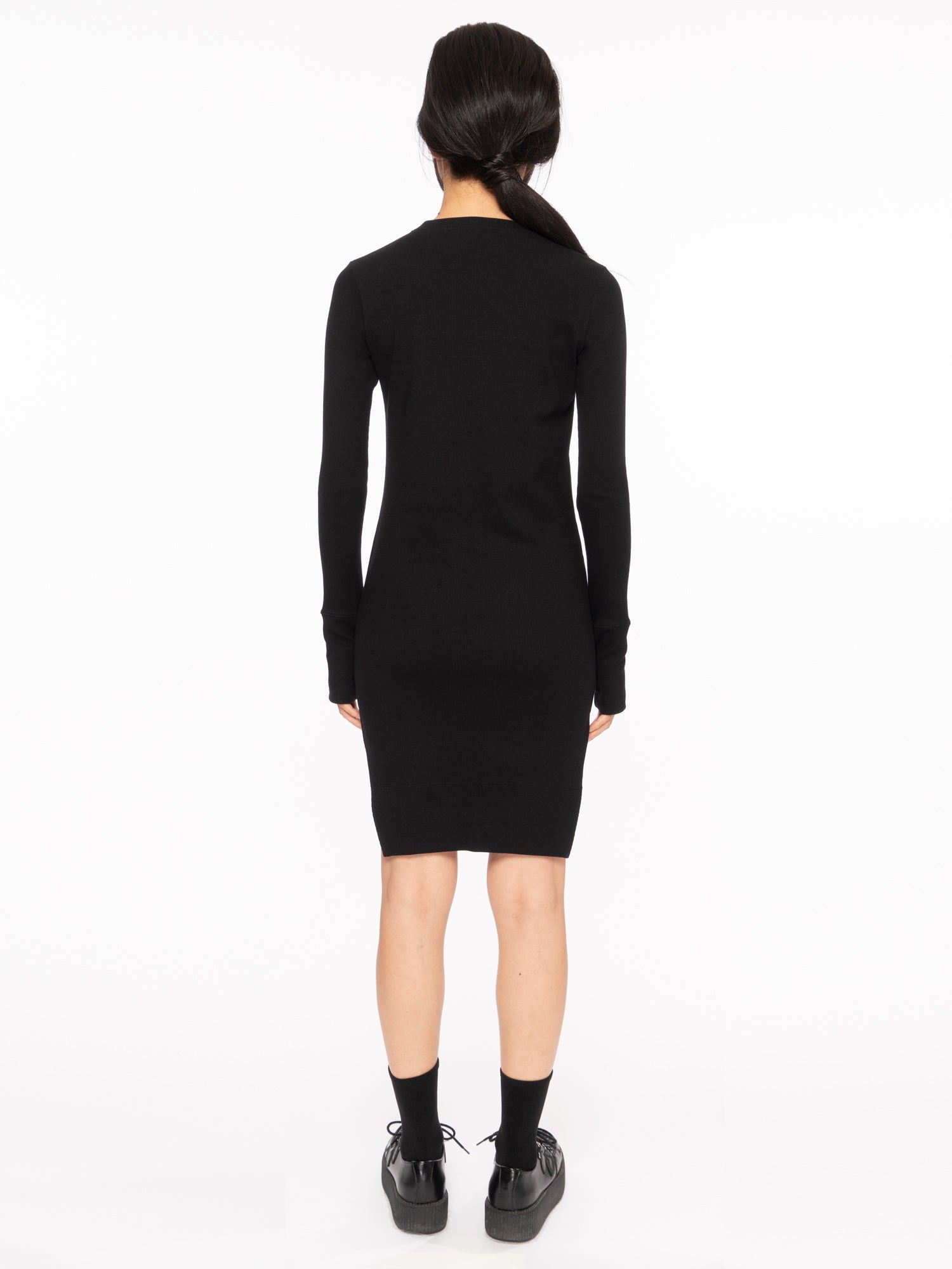 white long sleeve dress with thumb holes White Asymmetrical Dress, Pixie Dress With Thumb Holes